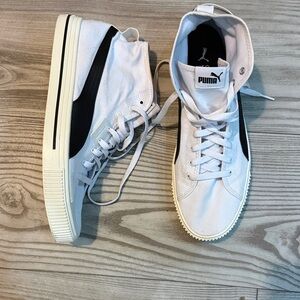 Puma Men's High-Top White and Black Sneakers